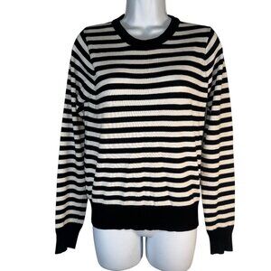 Mak Black & White Striped Sweater Lightweight Knit Goth Punk Emo Alternative L